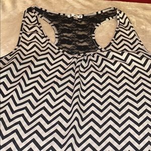 White and black tank top with some lace size 2